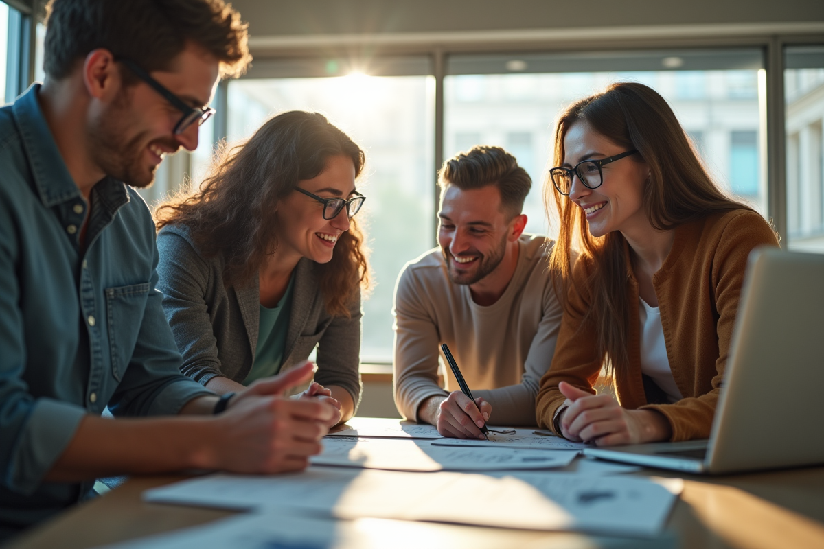 Groupe de professionnels créatifs dans un bureau moderne