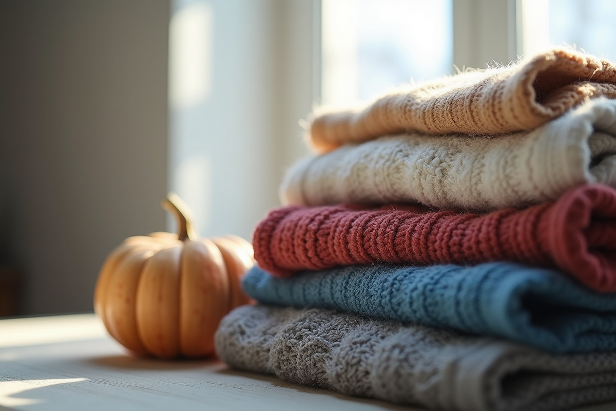 Zoom sur tissus d hiver en laine coton et fleece