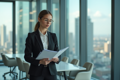 Femme d affaires dans un bureau moderne avec documents