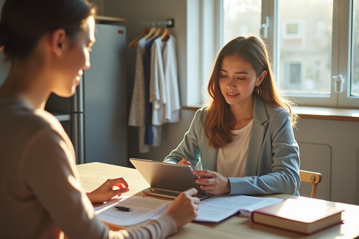 Jeune femme utilisant une tablette pour choisir des vêtements