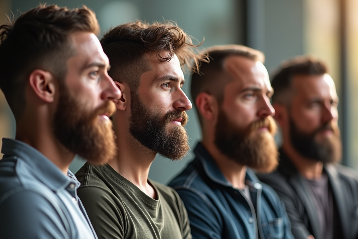 Groupe d'hommes avec différentes barbes pour l'article sur {titre}