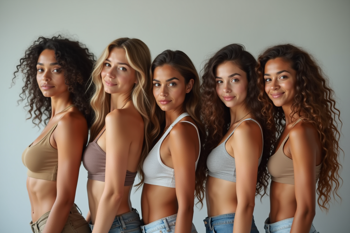 Groupe de mannequins de mode diversifiés en studio