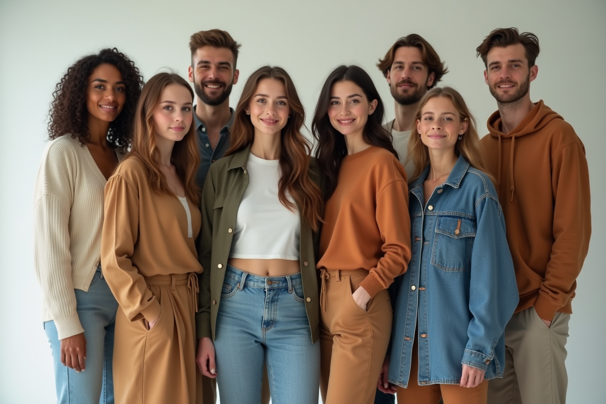 Groupe de modèles divers en studio naturel et confiant