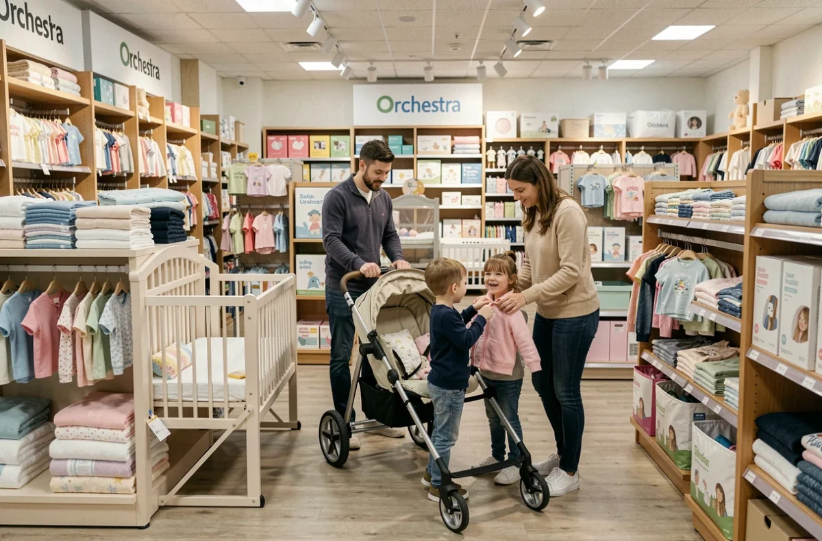 Famille faisant ses courses dans le grand magasin Orchestra de Portet-sur-Garonne