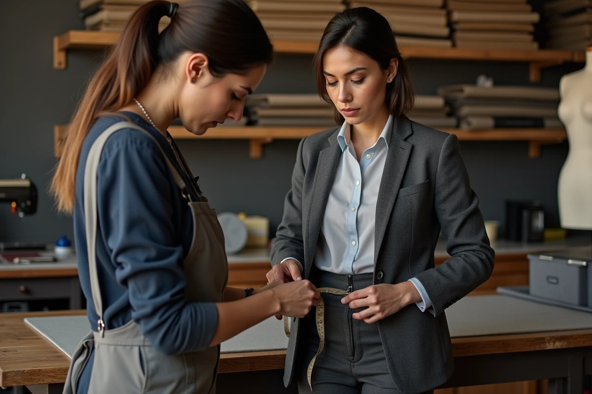 Retouche de pantalon trop large sur les hanches chez une couturière professionnelle