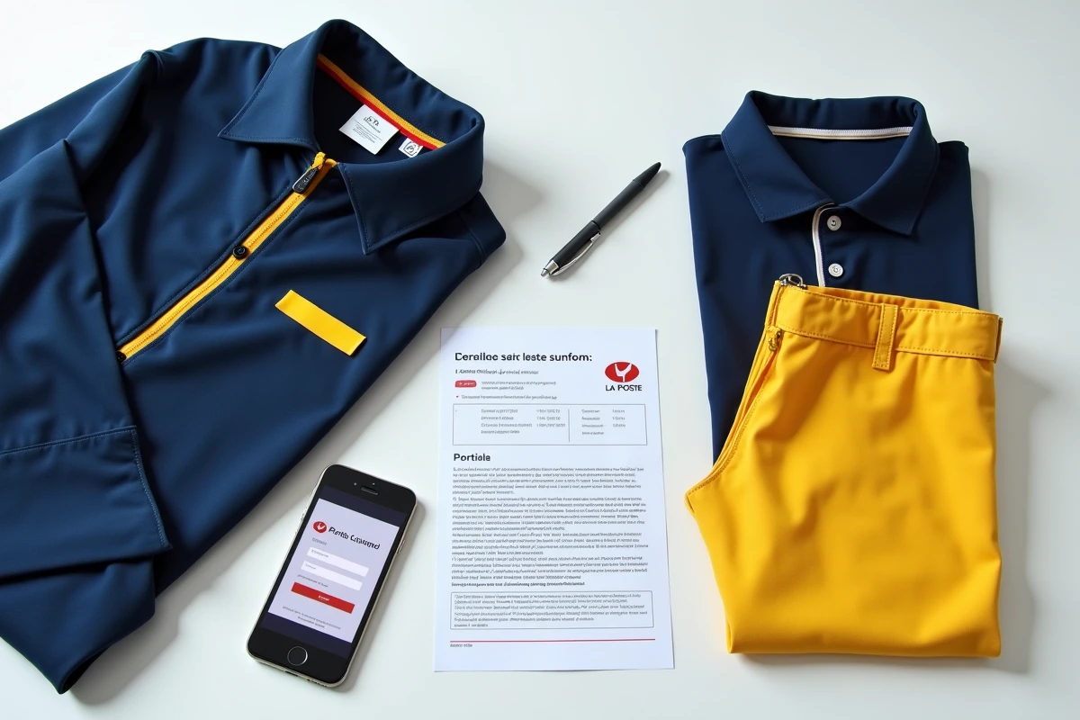 Tenue réglementaire La Poste pliée avec document de changement de service Monespace habillement